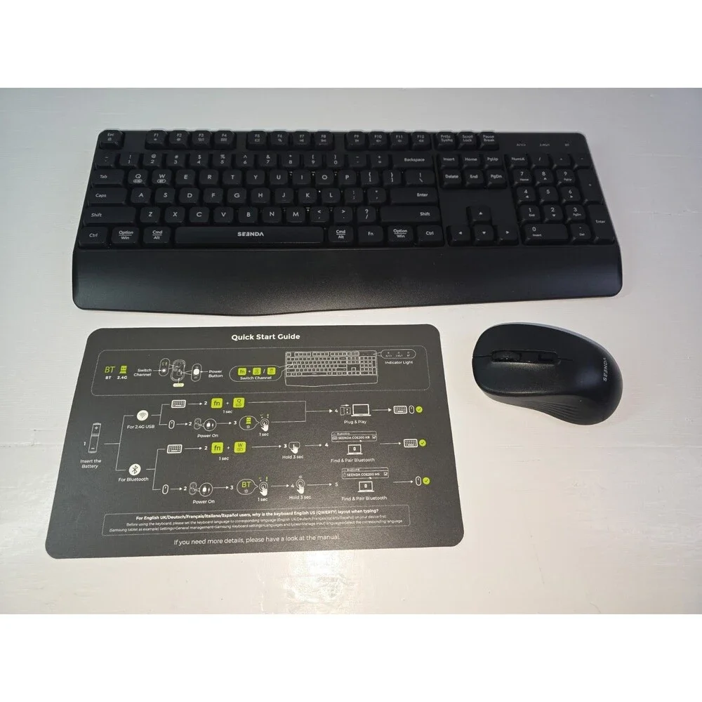 seenda Wireless Bluetooth Keyboard and Mouse Combo, COE200 Ergonomic Wireless...